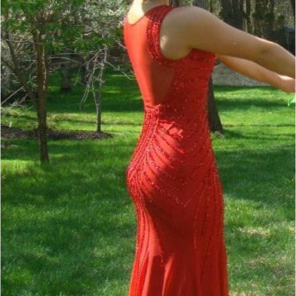 Red Sequined Formal Dress